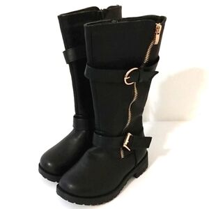 LAUNDRY GIRL BLACK CALF-HIGH ZIPPERED MOTO COMBAT BOOTS SIZE 8 NWT